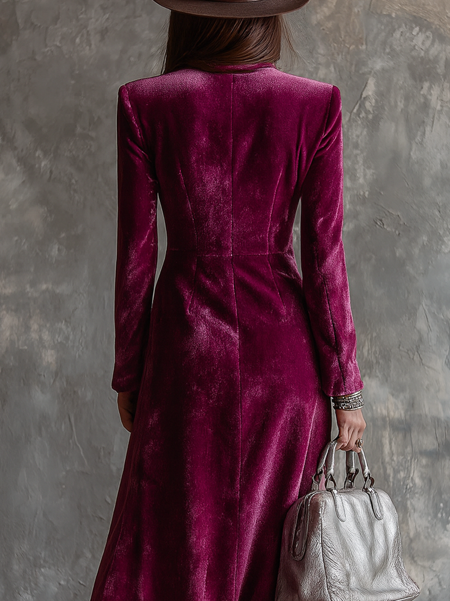 Holly – Velvet Double-Breasted Longline Blazer Dress