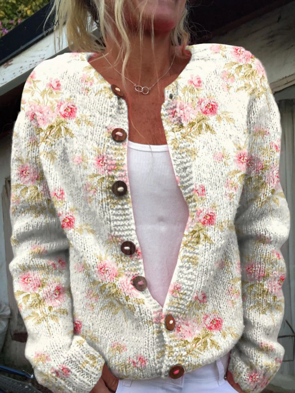 Juliette – Floral Knit Button-Up Cardigan