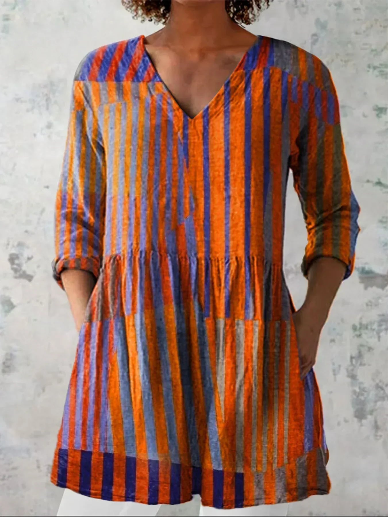 Layla | Colorblock Stripe V-Neck Shirt