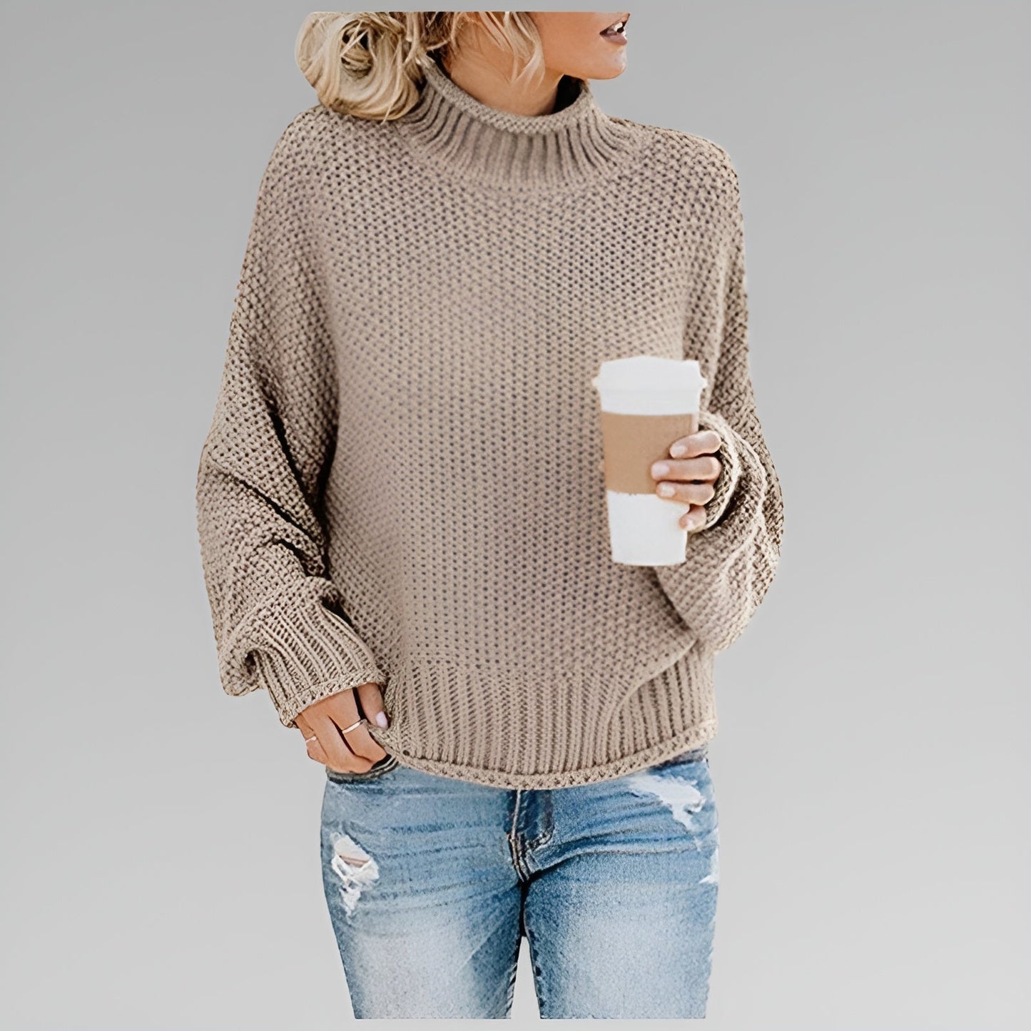 Eunice – Classic Chunky Knit Mock Neck Sweater