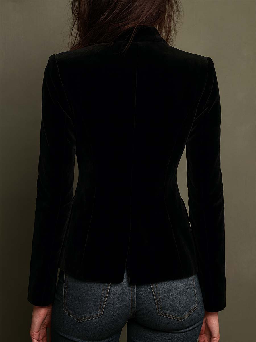 Thelma – Floral Embroidered Velvet-Look Blazer