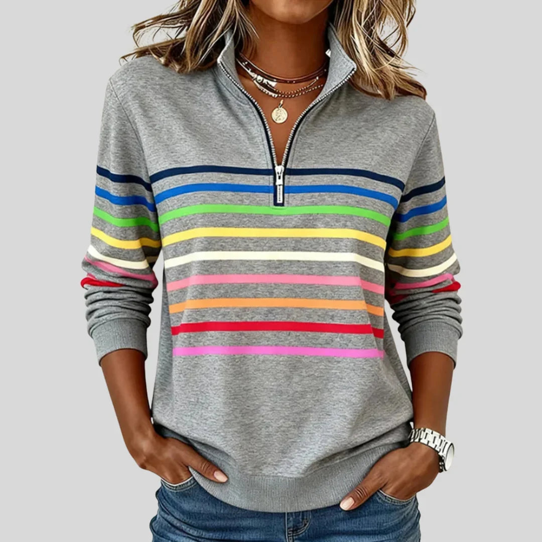 Glenda – Striped Quarter-Zip Sweatshirt