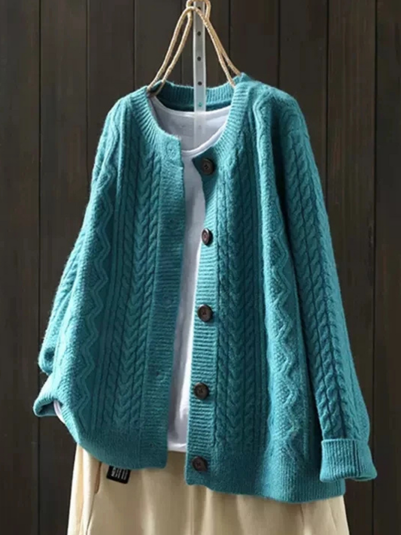 Ruby – Cable-Knit Button-Down Cardigan