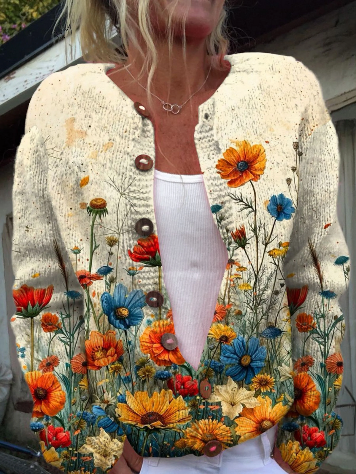Edna – Wildflower Print Knit Cardigan