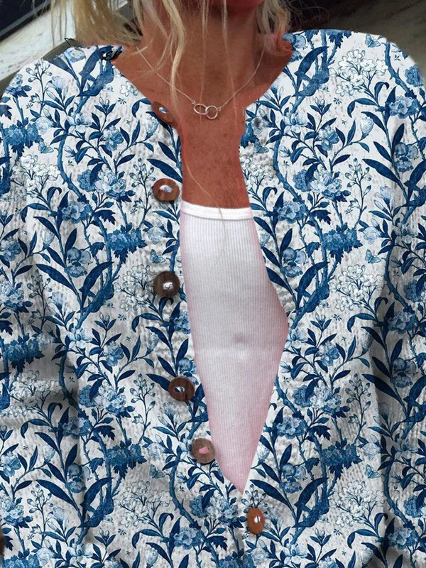 Joanne – Floral Print Button-Front Cardigan