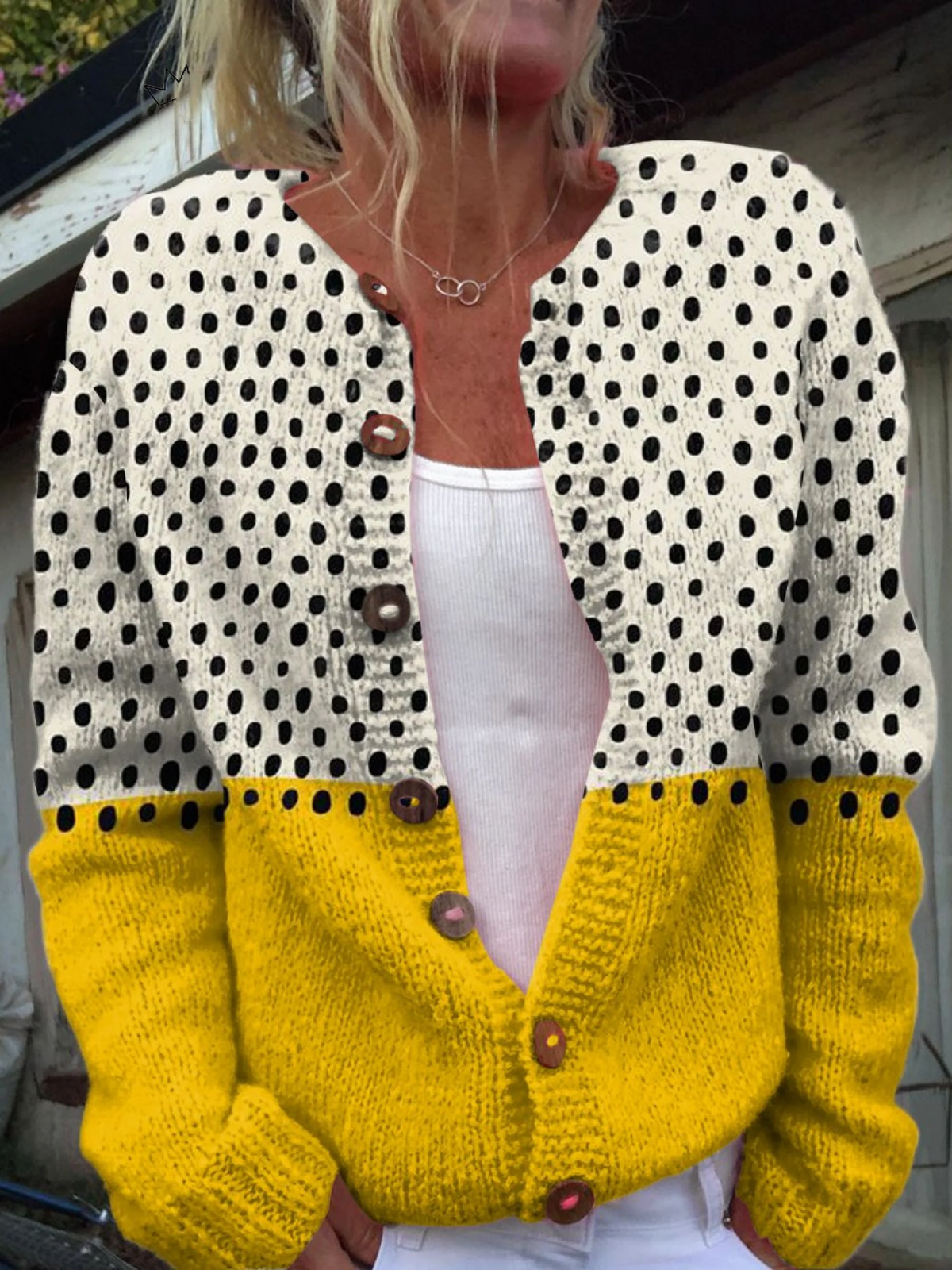 Marsha – Polka Dot Knit Cardigan