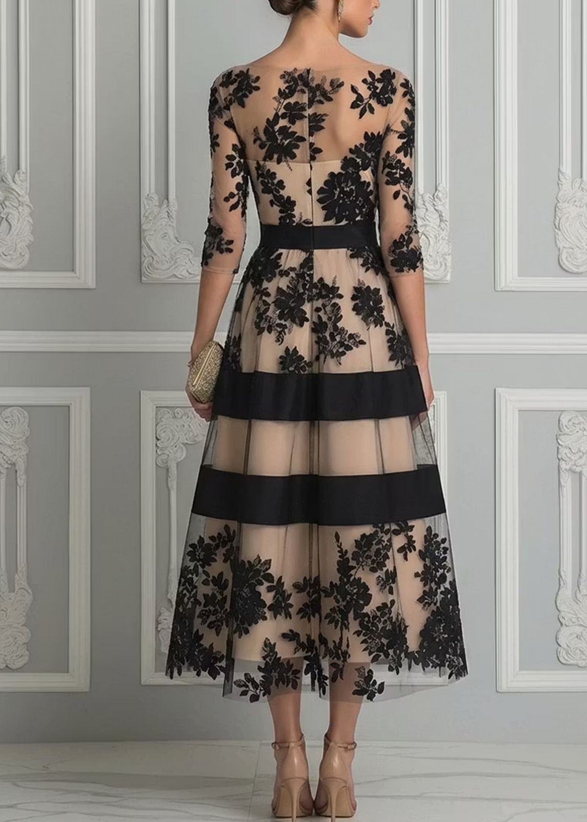 Diane – Floral Lace A-Line Midi Dress