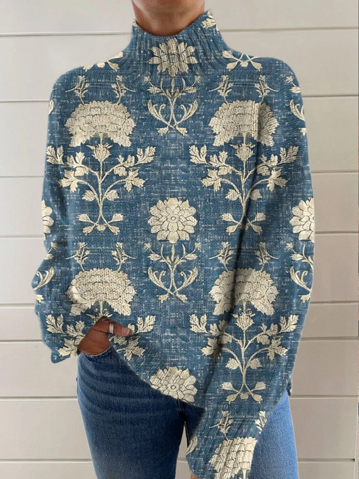 Kendall – Floral Print Mock Neck Top