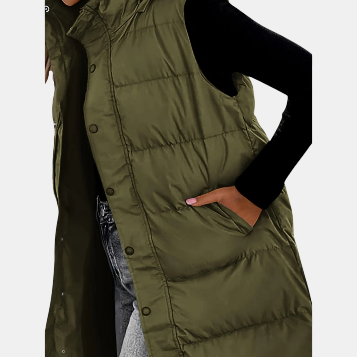 Florence – Longline Hooded Quilted Puffer Vest
