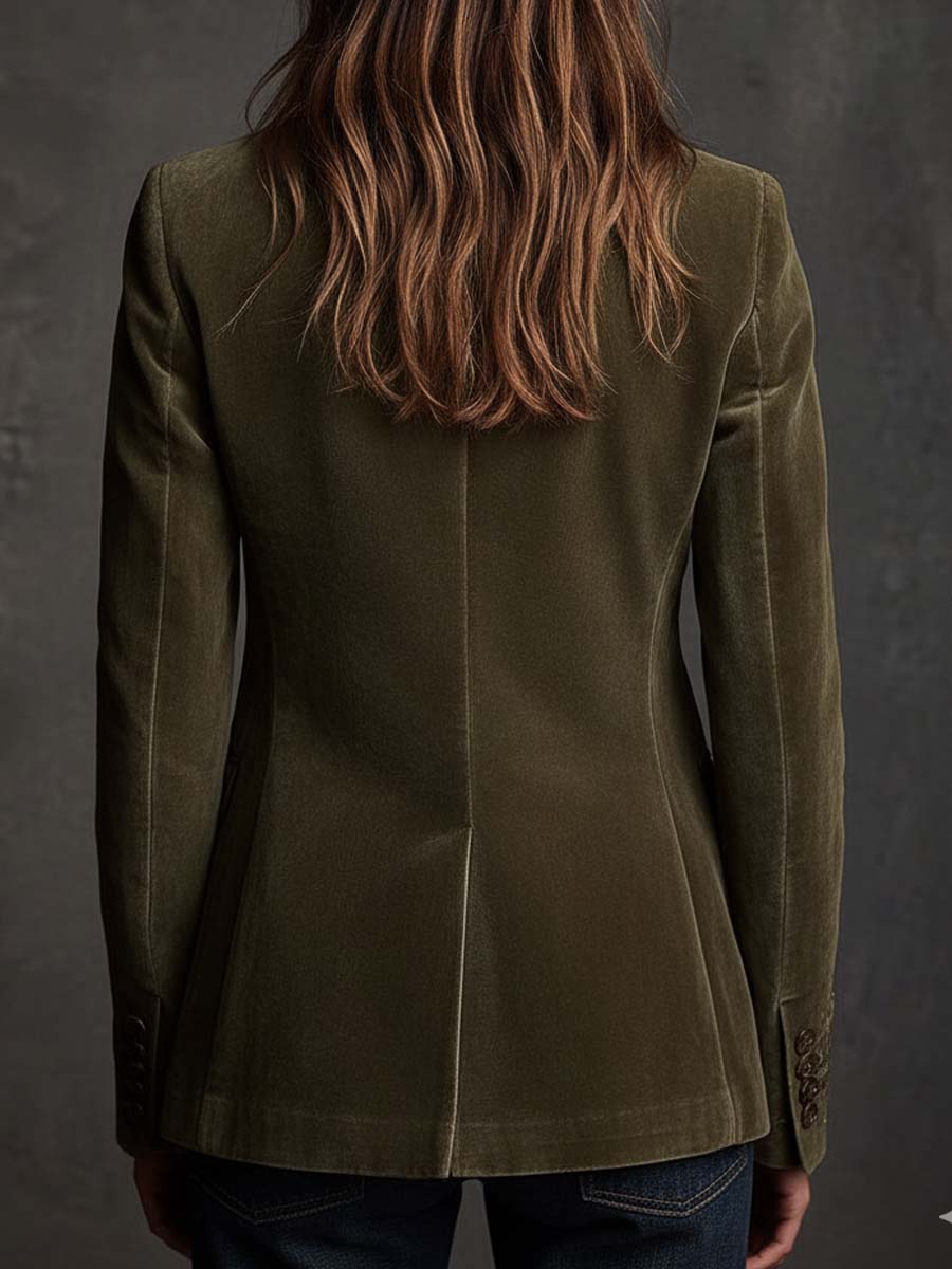 Aubrey – Floral Embroidered Velvet-Look Blazer