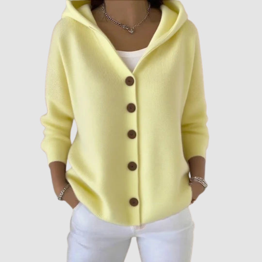 Nita – Hooded Button-Up Knit Cardigan