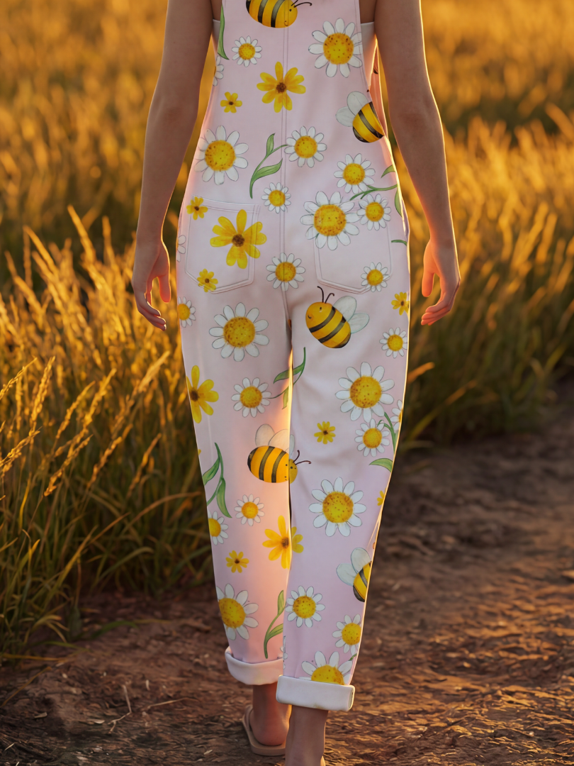 Macey | Daisy & Bee-Print Overalls