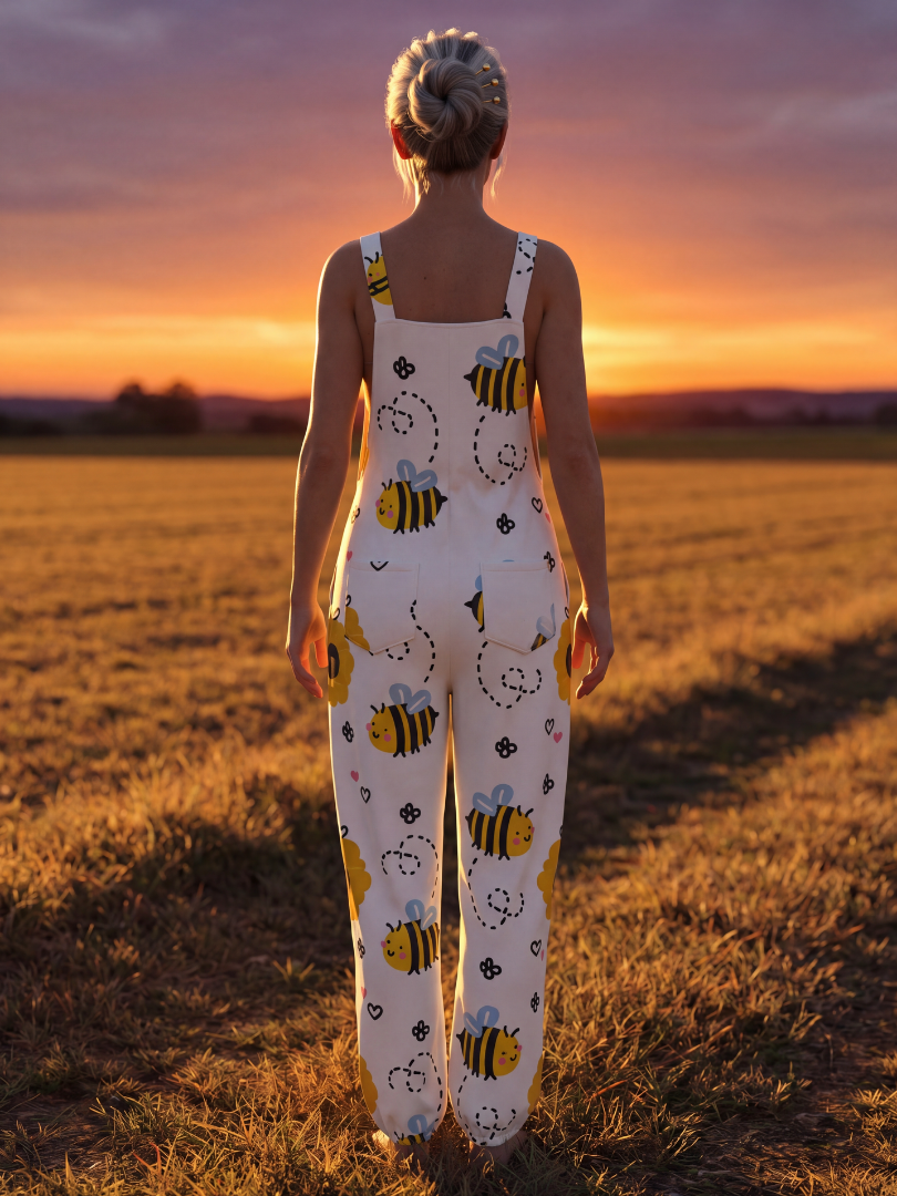 Xanthia | Bee & Flower-Print Overalls