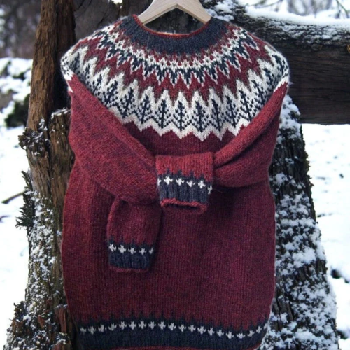 Janet – Fair Isle Knit Sweater with Yoke Detail