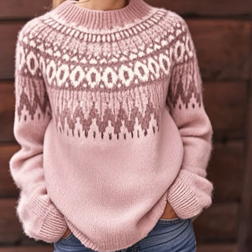 Dorothy – Fair Isle Knit Sweater with Shoulder Detail