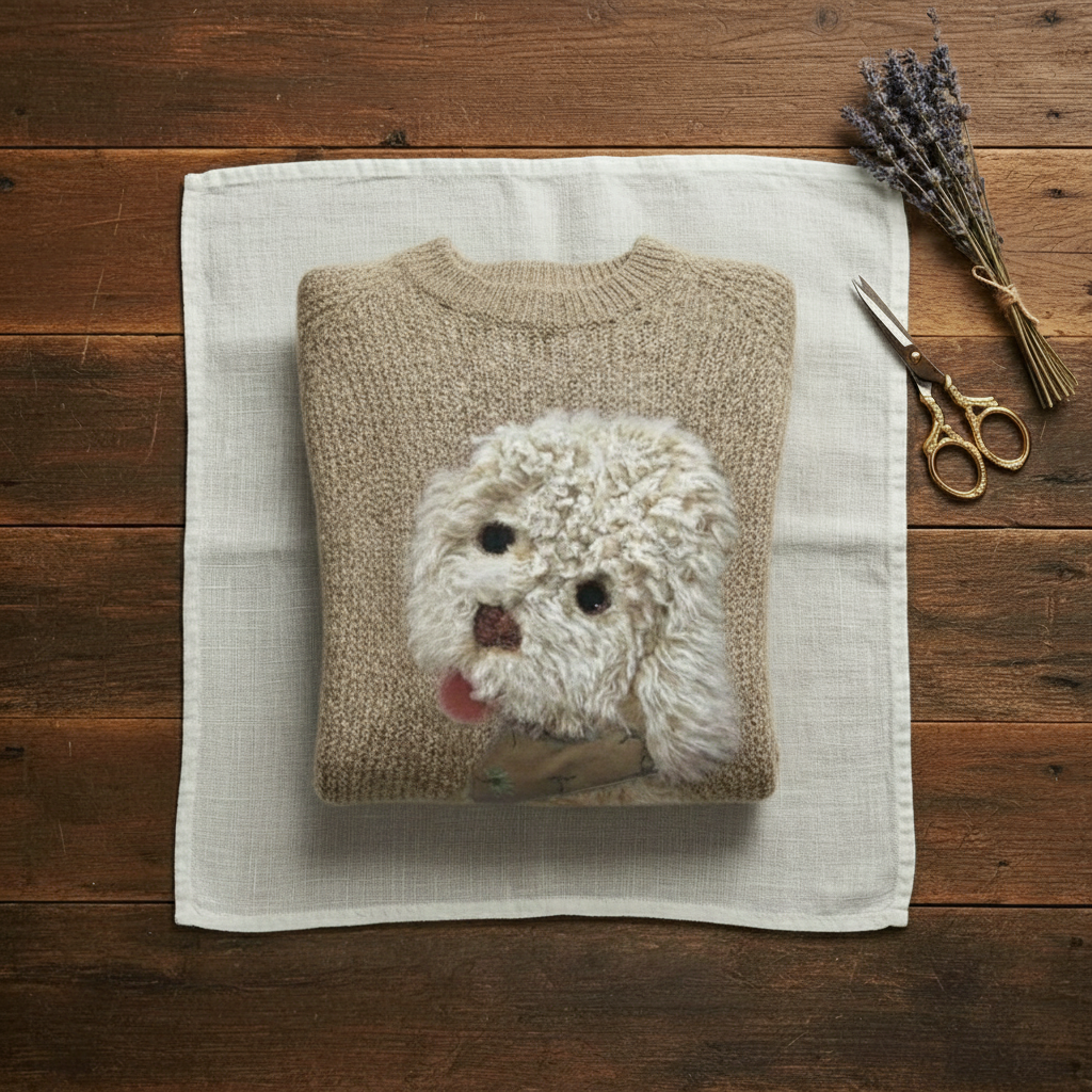 Rachelle – Knit Sweater with Playful Poodle Motif