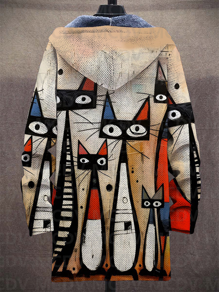 Reba – Fleece-Lined Art Print Hooded Jacket