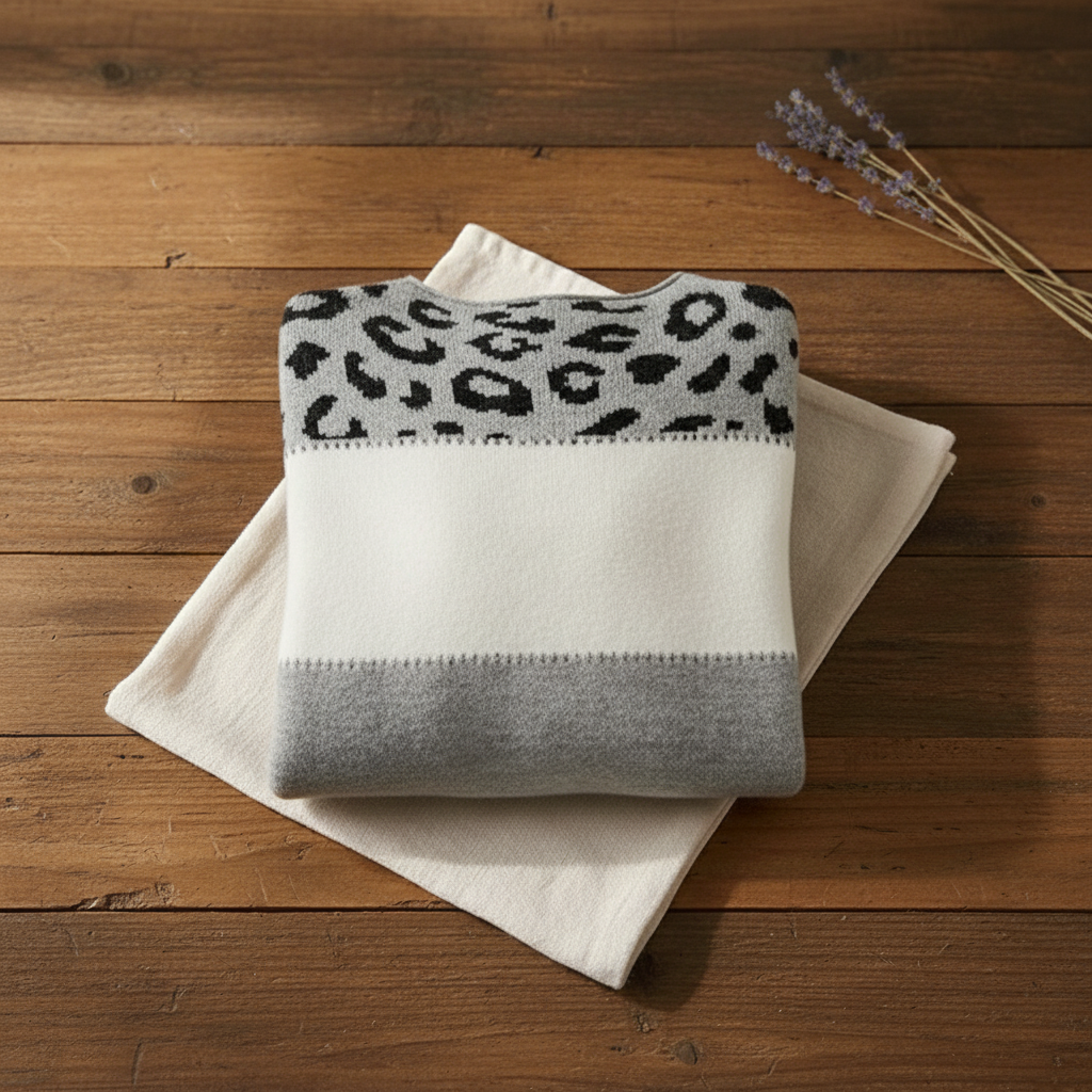 Adeline – Leopard Print Color Block Knit Sweater