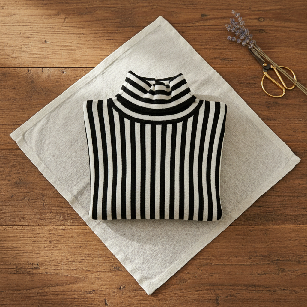 Paula – Striped Turtleneck Knit Top