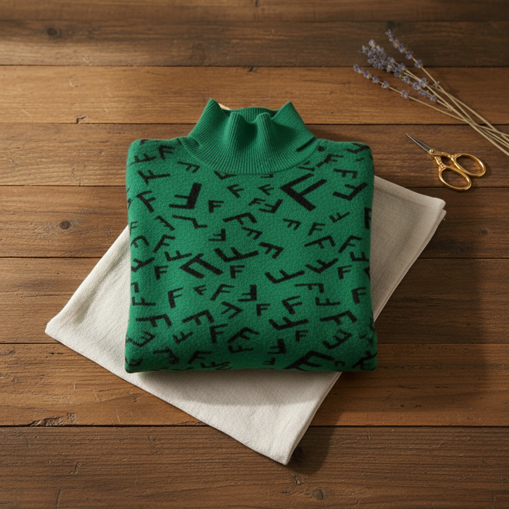 Melinda – Monogram Print Turtleneck Sweater