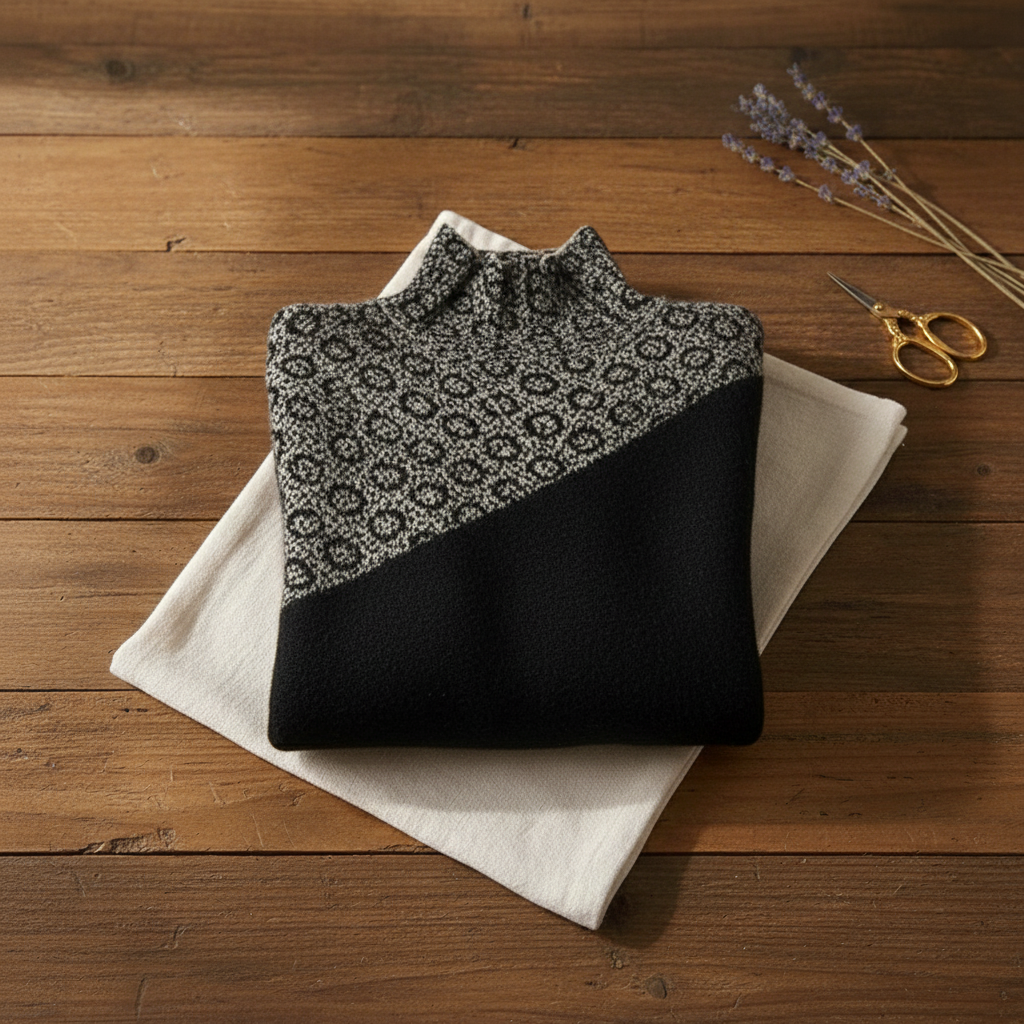 Kristen – Turtleneck Sweater with Scattered Print