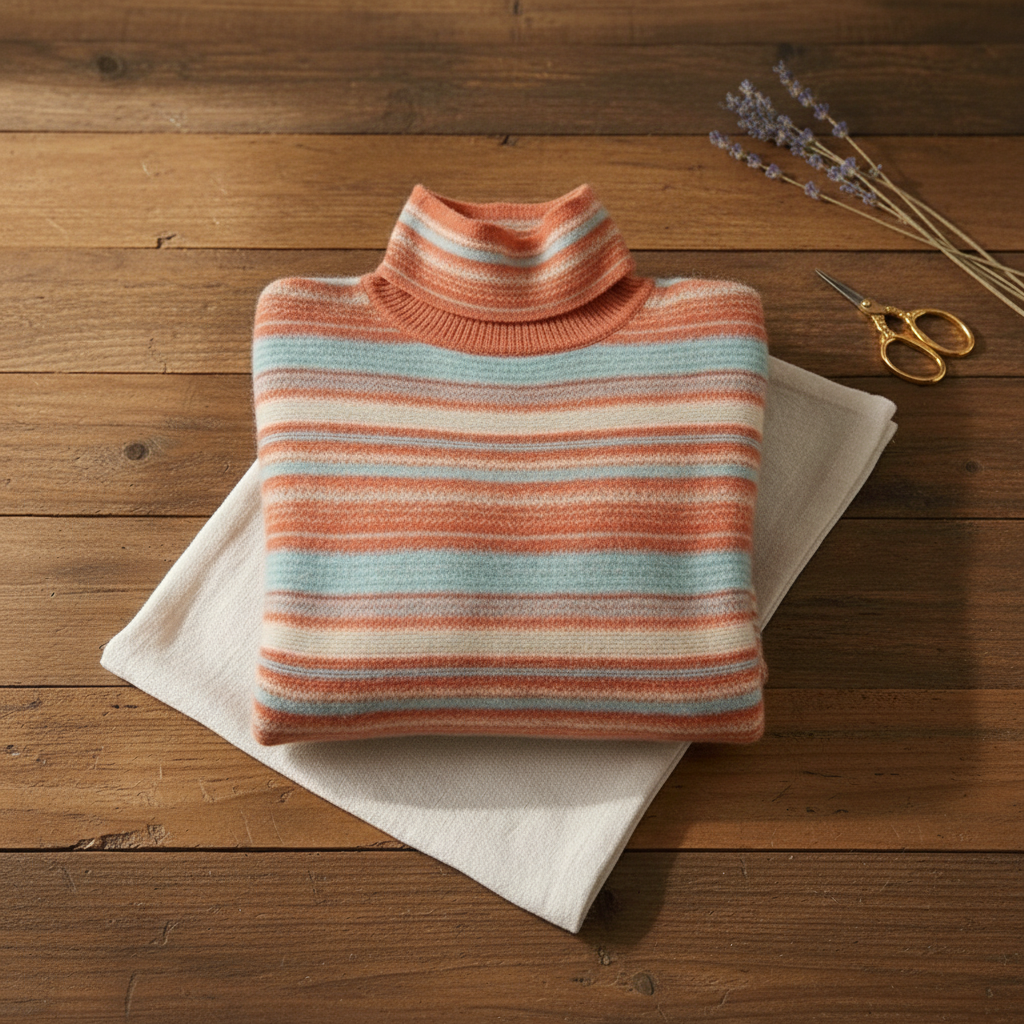 Leanne – Striped Turtleneck Knit Sweater