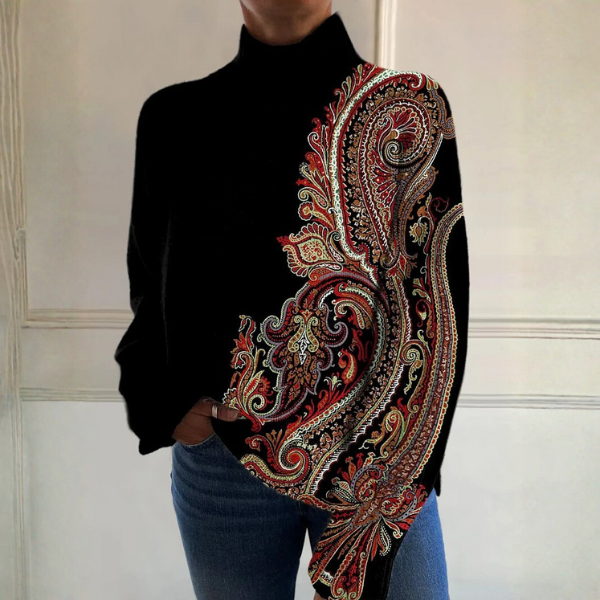 Charlene – Paisley Print Turtleneck Top
