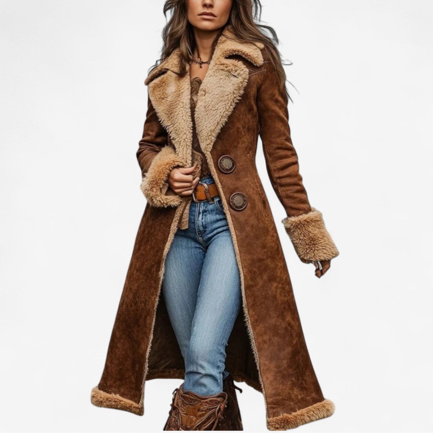 Gwendolyn – Long Shearling-Look Coat