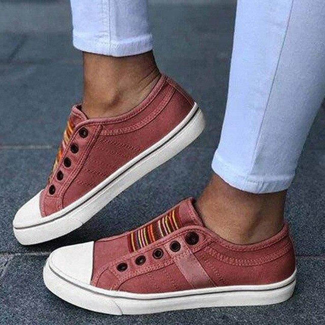 Madelyn – Slip-On Canvas Sneakers with Stripe Detail
