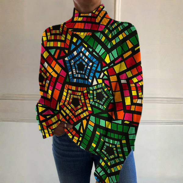 Cora – Stained Glass Print Turtleneck Top