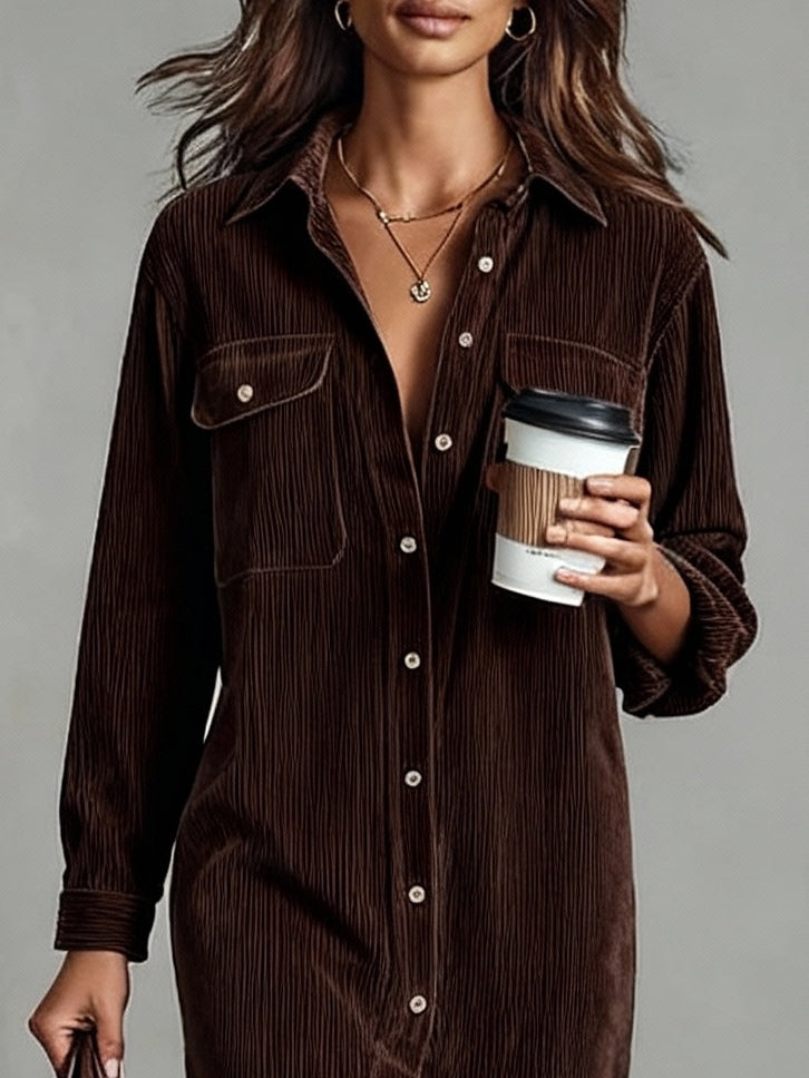 Marsha – Corduroy-Look Shirt Midi Dress