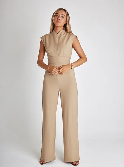 Angela – Sleeveless Belted Wide-Leg Jumpsuit