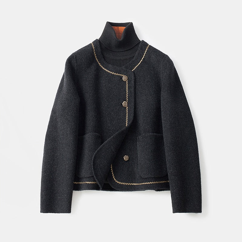 Dorothy – Short Bouclé-Trim Button Jacket