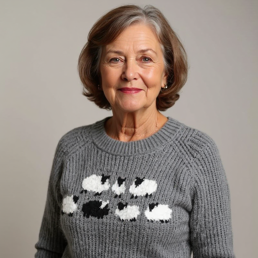 Marcella – Cozy Knit Sweater with Sheep Print