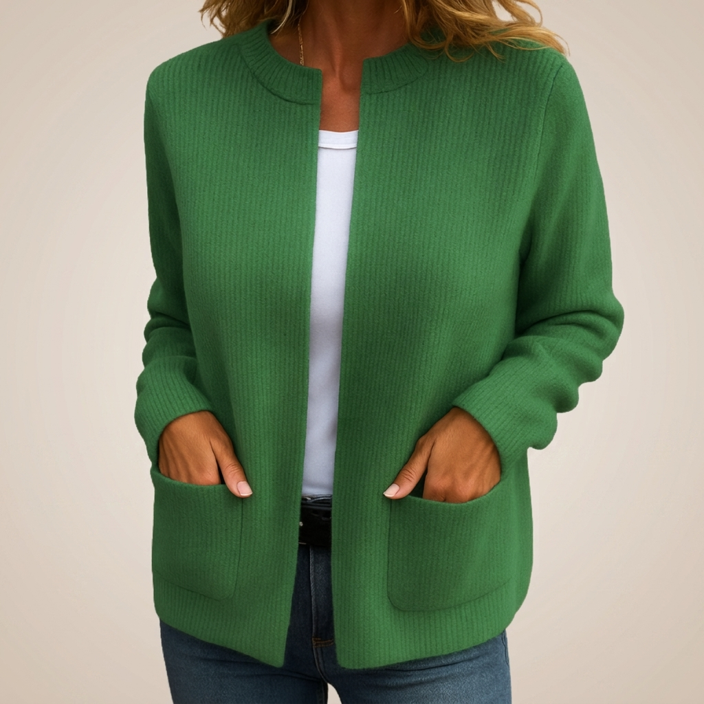 Vera – Open-Front Ribbed Knit Cardigan