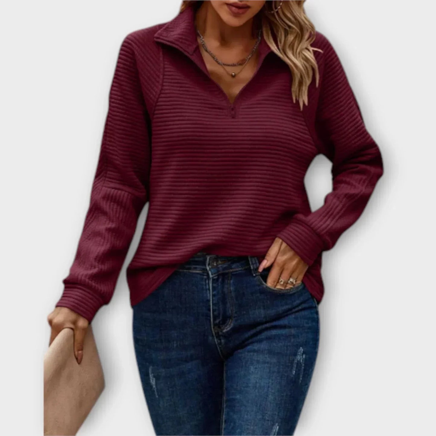 Vivian – Half-Zip Ribbed Pullover