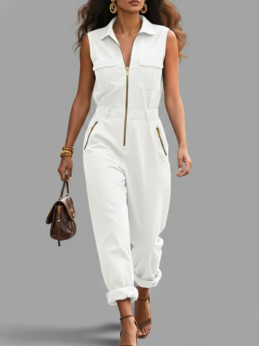 Marilyn – Sleeveless Zip-Front Utility Jumpsuit