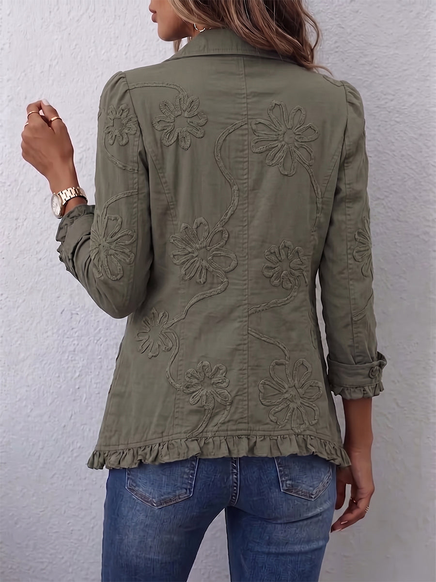 Maureen – Boho Floral Embroidered Ruffled Jacket