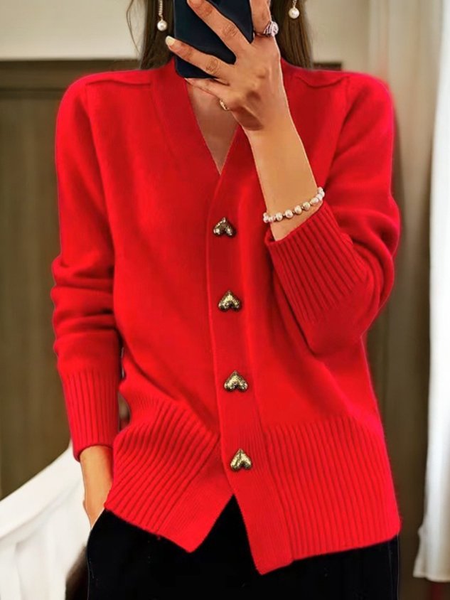 Mary – Heart Button Knit Cardigan