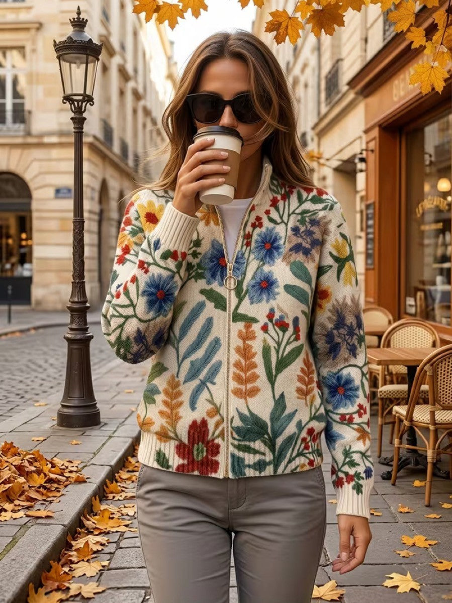 Myra – Botanical Floral Zip Cardigan