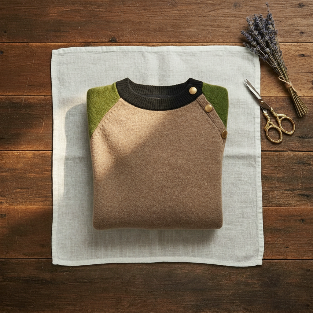 Emily – Color Block Knit Sweater with Button Detail