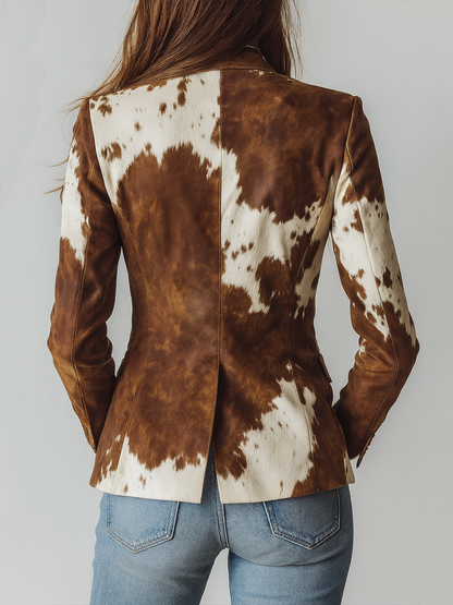 Louella – Cowhide Print Structured Blazer