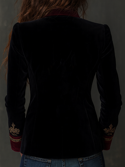 Marcy – Baroque Embroidered Velvet-Look Blazer