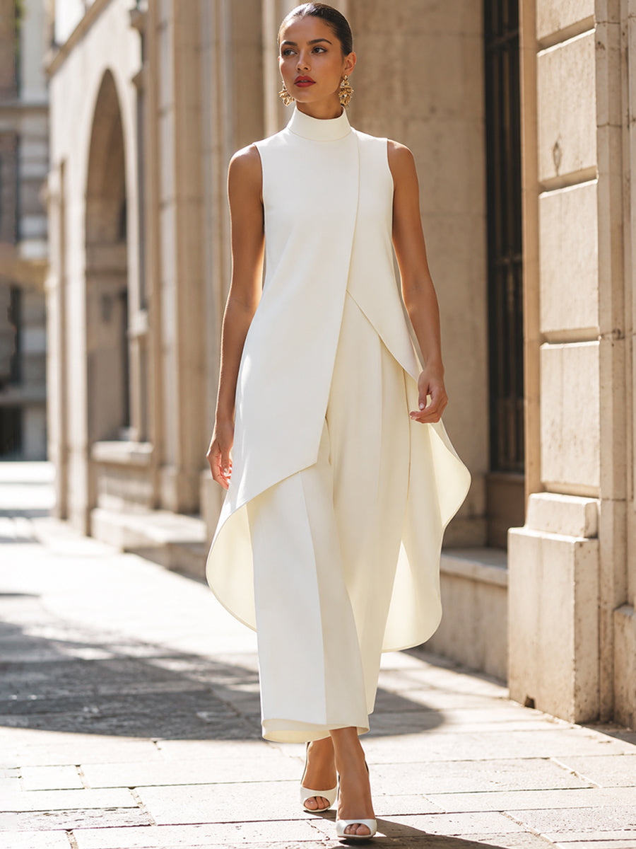 Georgette – Asymmetric Panel Wide-Leg Set