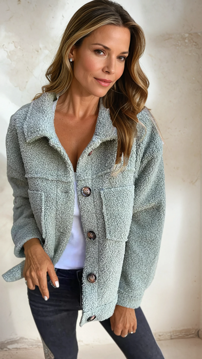 Delores – Teddy Sherpa Button-Up Jacket