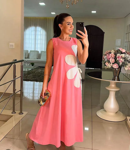 Vicki – Floral Appliqué Sleeveless Maxi Dress