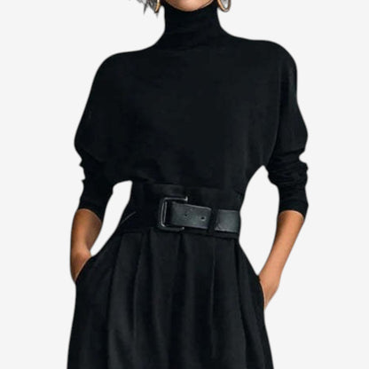 Annie – Turtleneck Wide-Leg Belted Jumpsuit