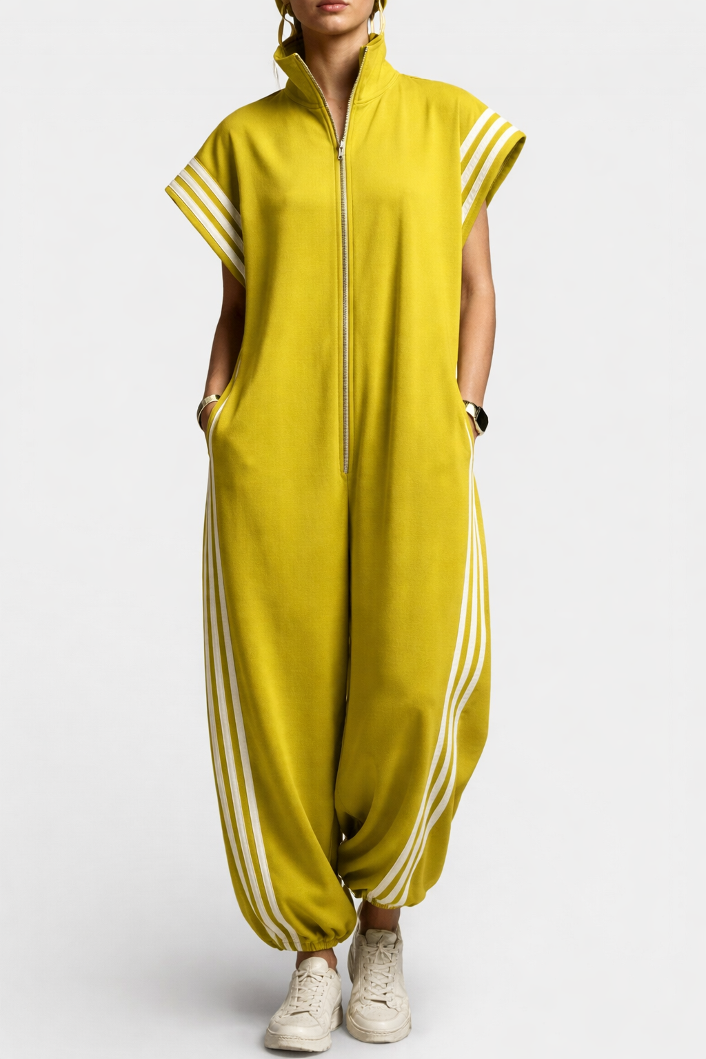 Bonnie – Relaxed Zip-Up Jumpsuit with Stripe Detail