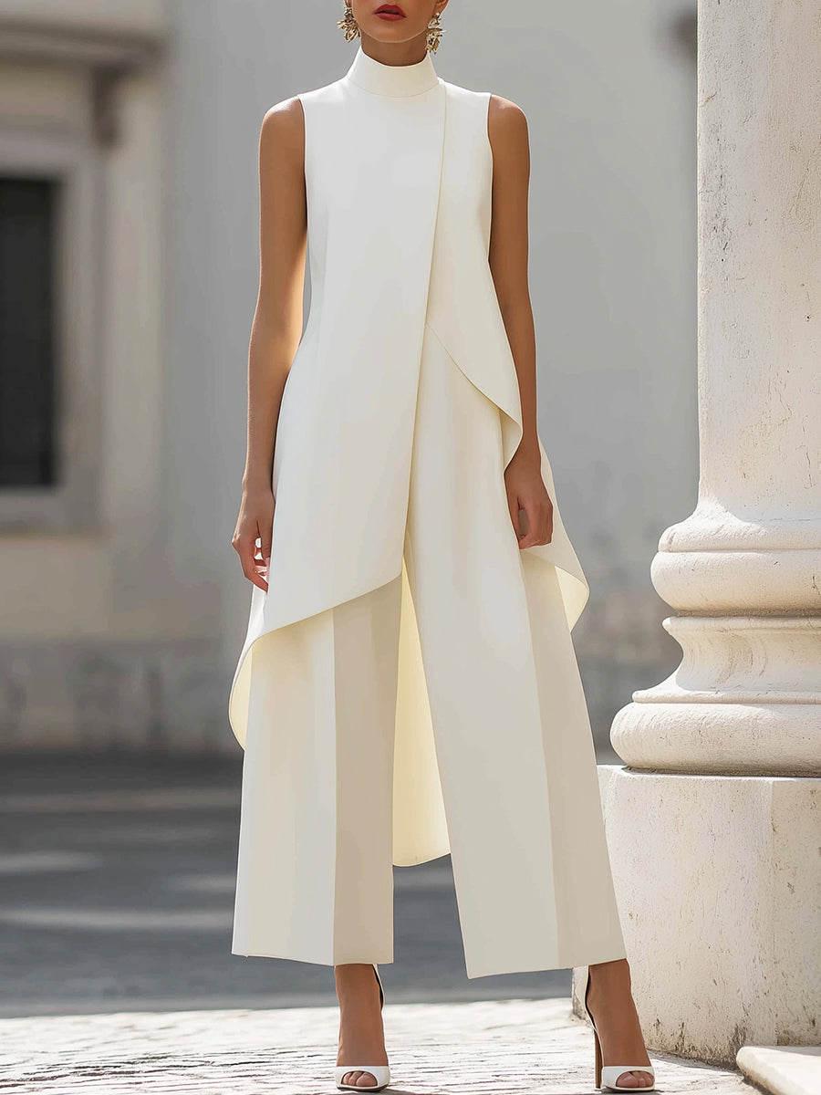 Georgette – Asymmetric Panel Wide-Leg Set