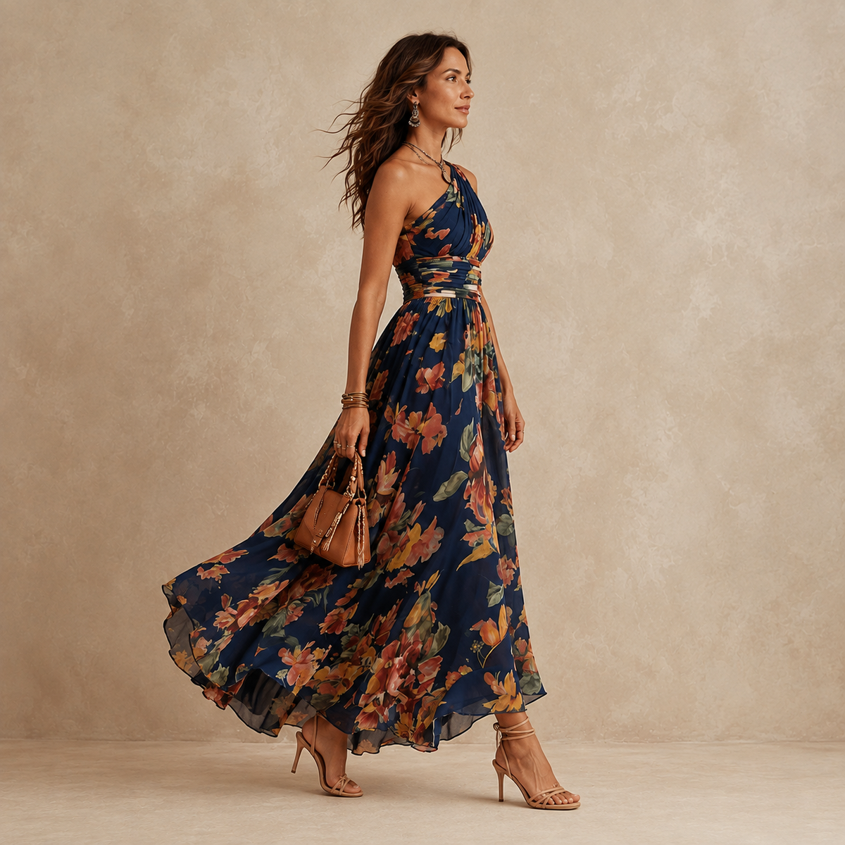 Sylvia – One-Shoulder Floral Maxi Dress